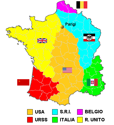 La suddivisione della Francia in zone di occupazione