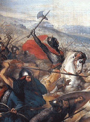 Carlo Martello alla Battaglia di Aix-en-Provence [HL di Poitiers; HL olio su tela di Charles de Steuben, Muse du chteau de Versailles]