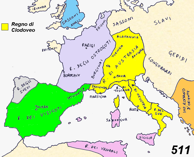 L'Europa Occidentale alla morte di Clodoveo (grazie a William Riker)