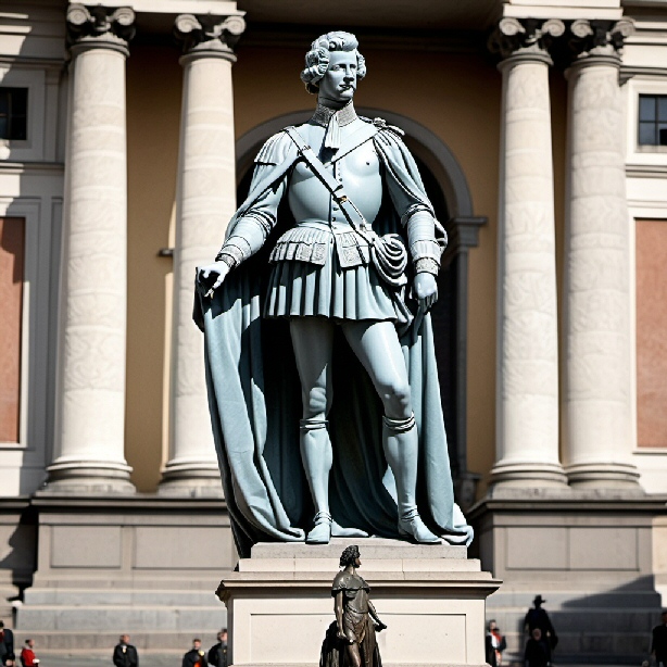 Statua dell'imperatore Rodolfo II d'Asburgo nel Foro Romano (creata con openart.ai)