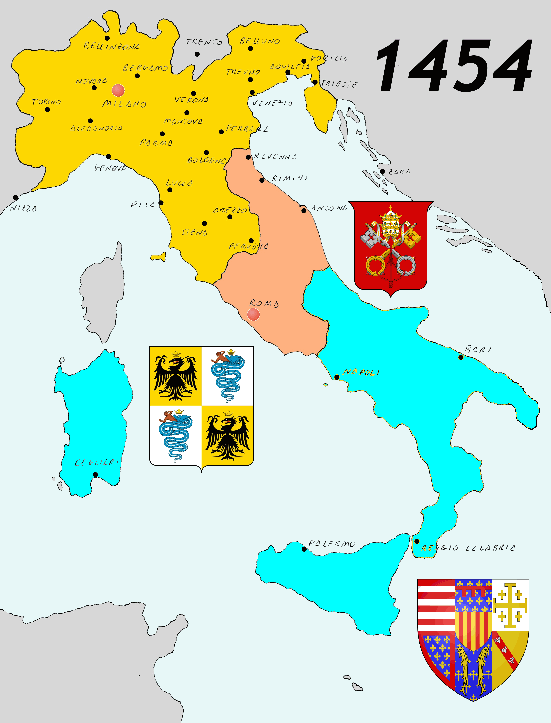 L'Italia tripartita nel 1454 (grazie a Det0)