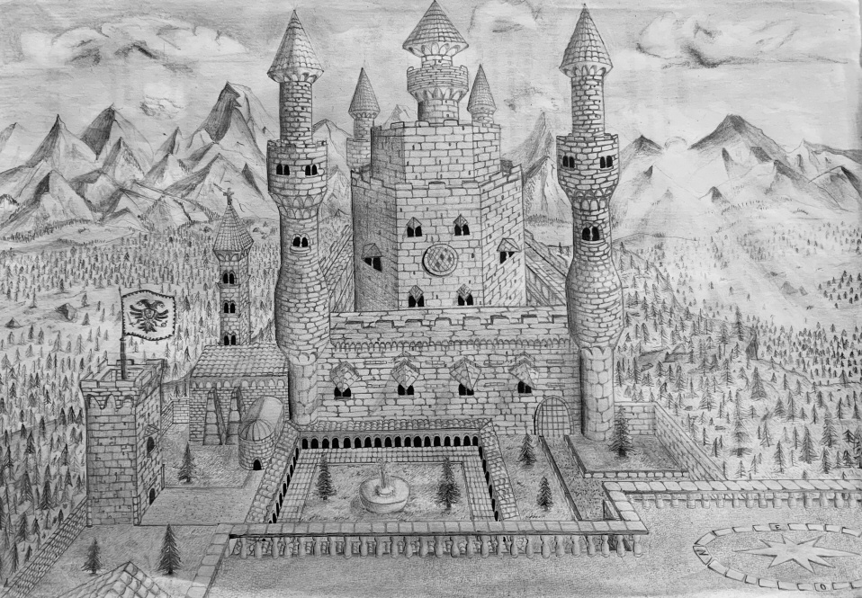 Immaginario castello medioevale disegnato per noi da Stefano Rabbachin