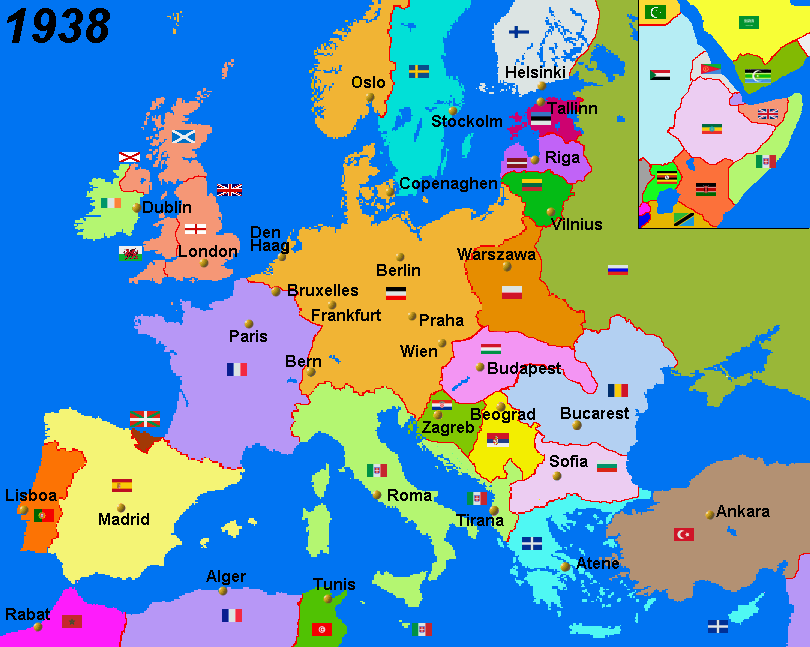 Европа 1938 год карта