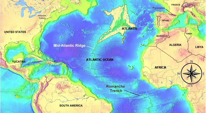 Ubicazione di Atlantide prima della catastrofe che pose fine alla sua esistenza