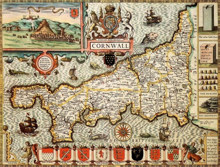 Antica mappa della Cornovaglia (1610)