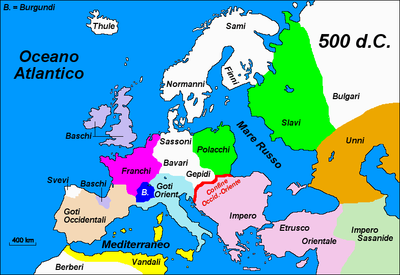 L'isola Europa nel 500 d.C.