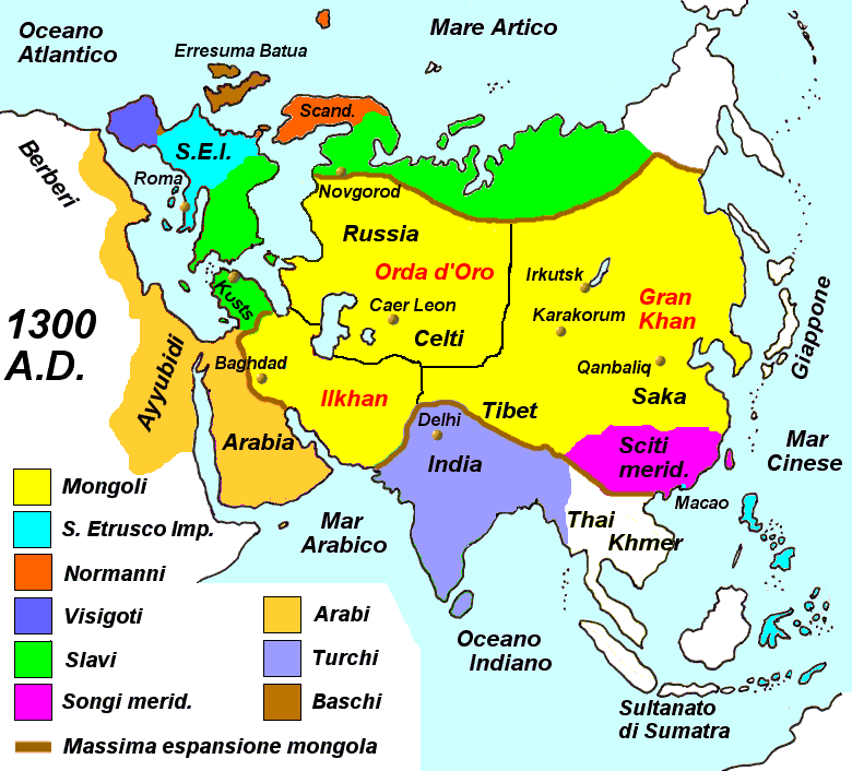 L'Asia nel 1300, dominata dai Mongoli