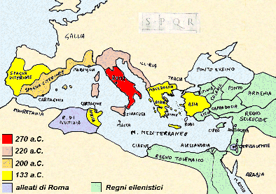 La Res Publica Romana nel 133 a.C. (disegno dell'autore di questo sito, cliccate per ingrandire)