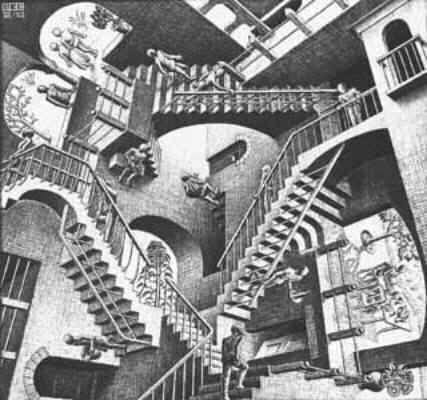 Maurits C. Escher, Relativit, 1953, litografia
