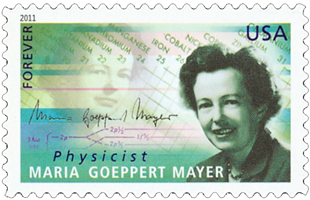 Francobollo statunitense che raffigura Maria Goeppert-Mayer