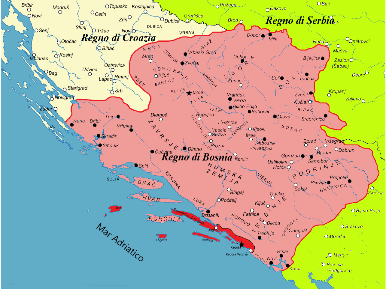 Mappa del Regno di Bosnia