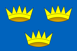 Bandiera dell'Impero Celtico con le tre corone di Gallia, Insubria e Macedonia