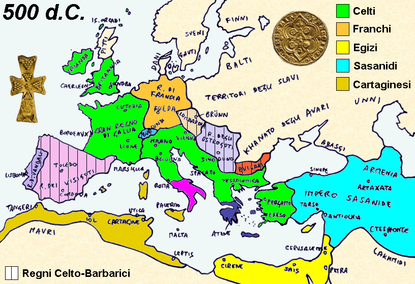 L'Europa celtica nel 500 d.C.
