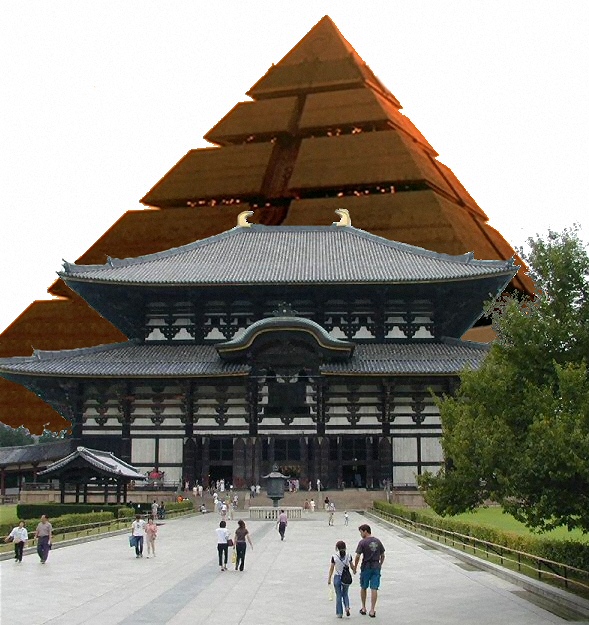 Il Tempio Todai-ji di Nara ("Grande Tempio dell'Est") con la caratteristica piramide di ispirazione egiziana