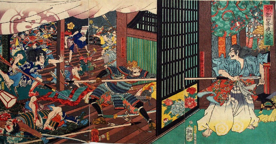 Ranmaru soccorre Nobunaga durante il tentato colpo di stato del 1599