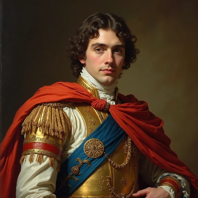 L'imperatore Napoleone II ritratto da Eugène Delacroix (creata con openart.ai)